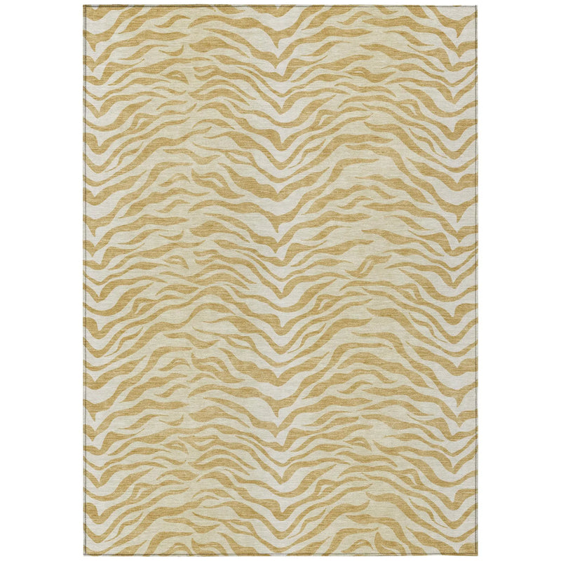 9' X 12' Gold And Wheat Animal Print Washable Indoor Outdoor Area Rug Homeroots Outdoor