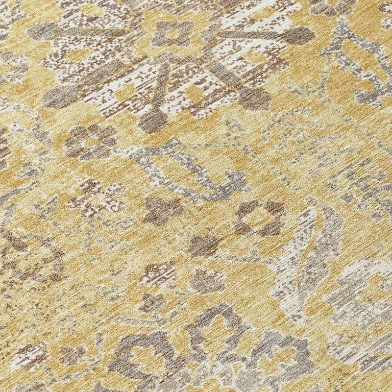 9' X 12' Gold And Wheat Damask Washable Indoor Outdoor Area Rug Homeroots Outdoor