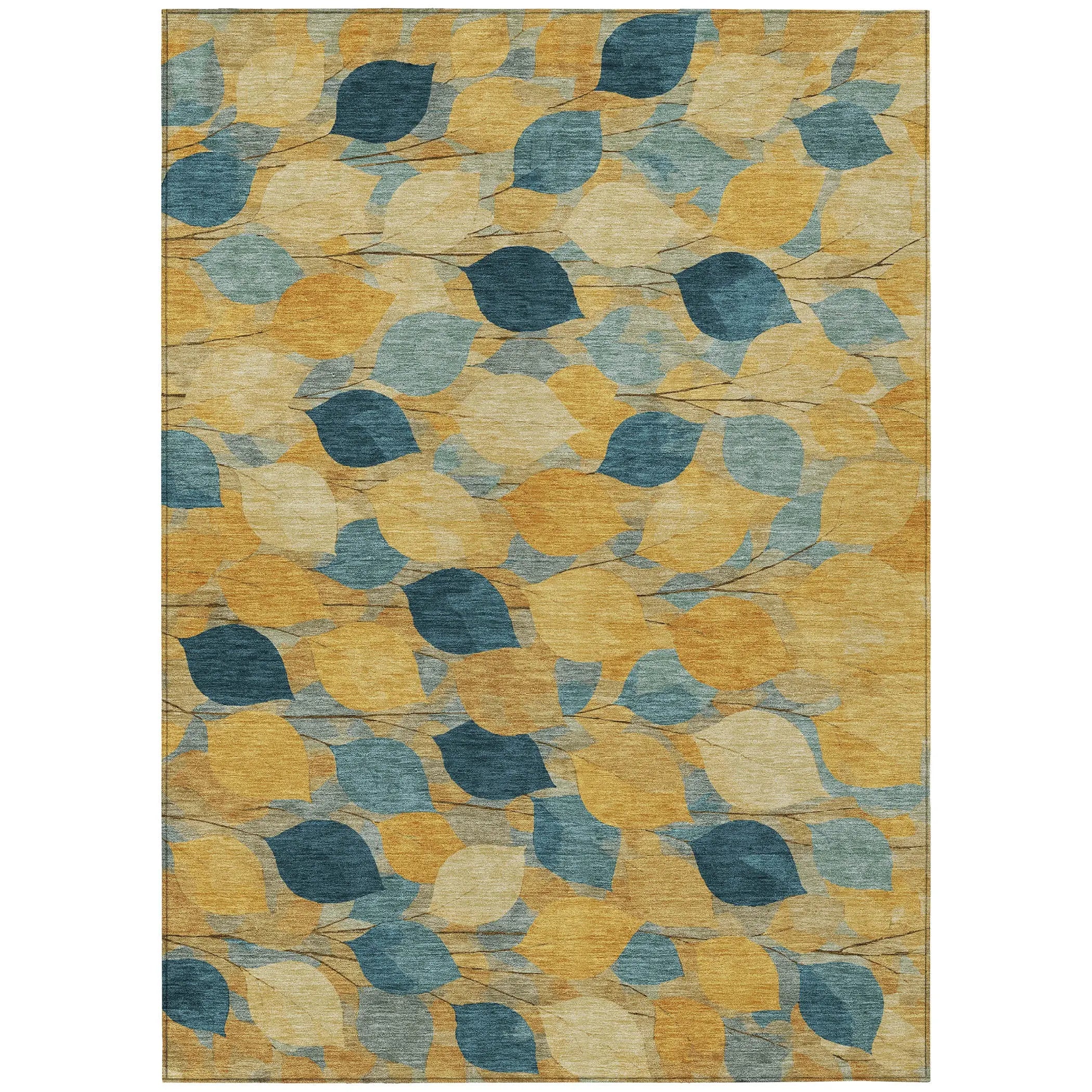 9' X 12' Gold And Wheat Floral Washable Indoor Outdoor Area Rug Homeroots Outdoor