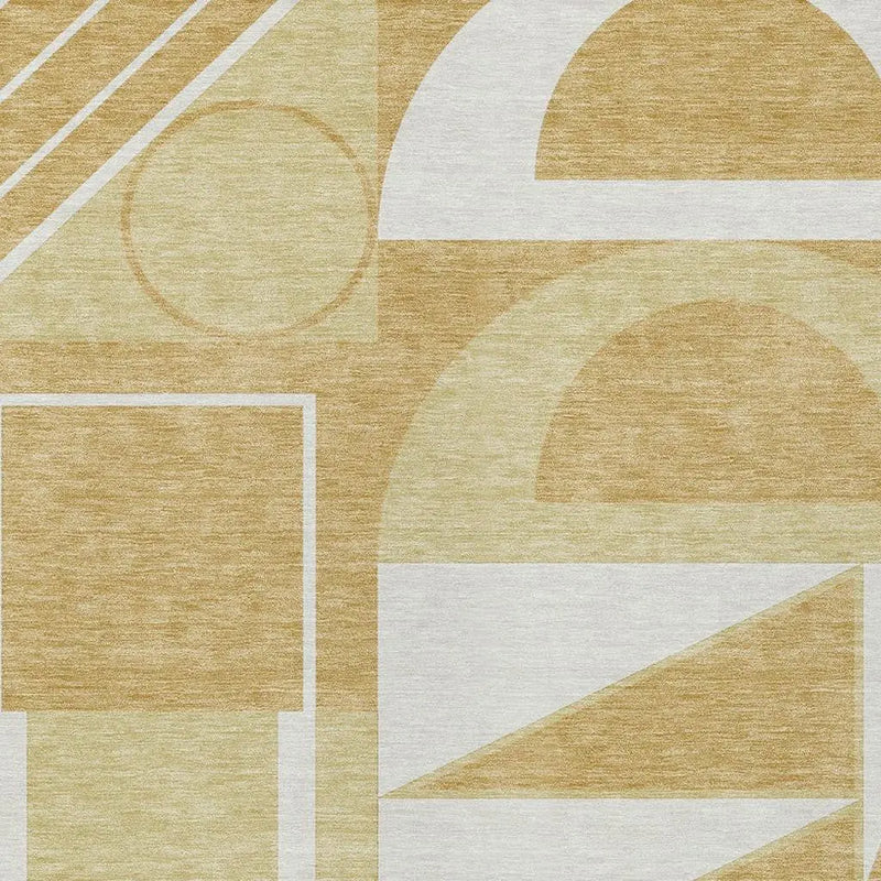 9' X 12' Gold And Wheat Geometric Washable Indoor Outdoor Area Rug Homeroots Outdoor