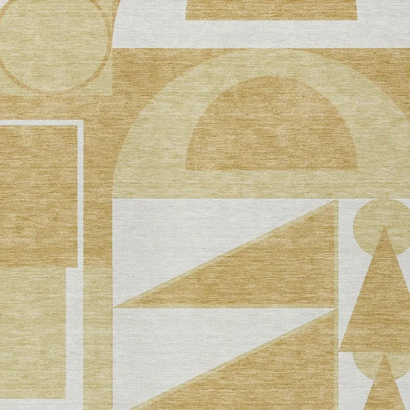 9' X 12' Gold And Wheat Geometric Washable Indoor Outdoor Area Rug Homeroots Outdoor