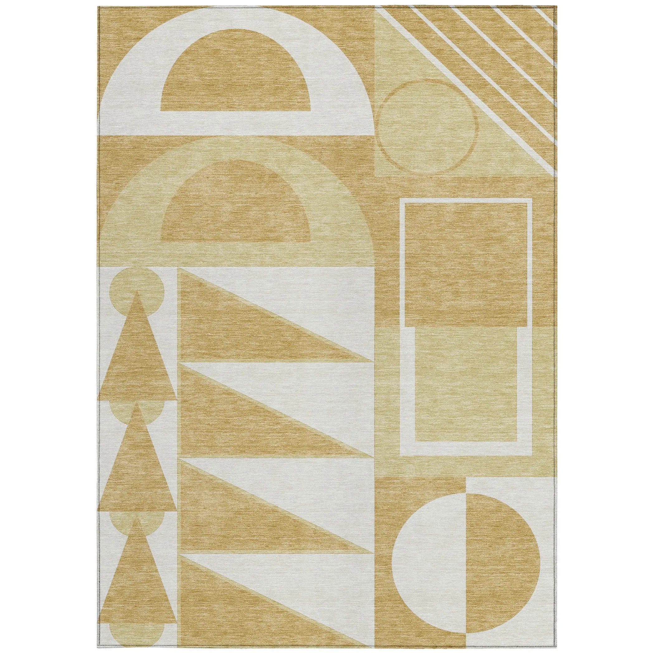 9' X 12' Gold And Wheat Geometric Washable Indoor Outdoor Area Rug Homeroots Outdoor