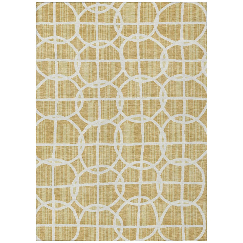9' X 12' Gold And Wheat Geometric Washable Indoor Outdoor Area Rug Homeroots Outdoor