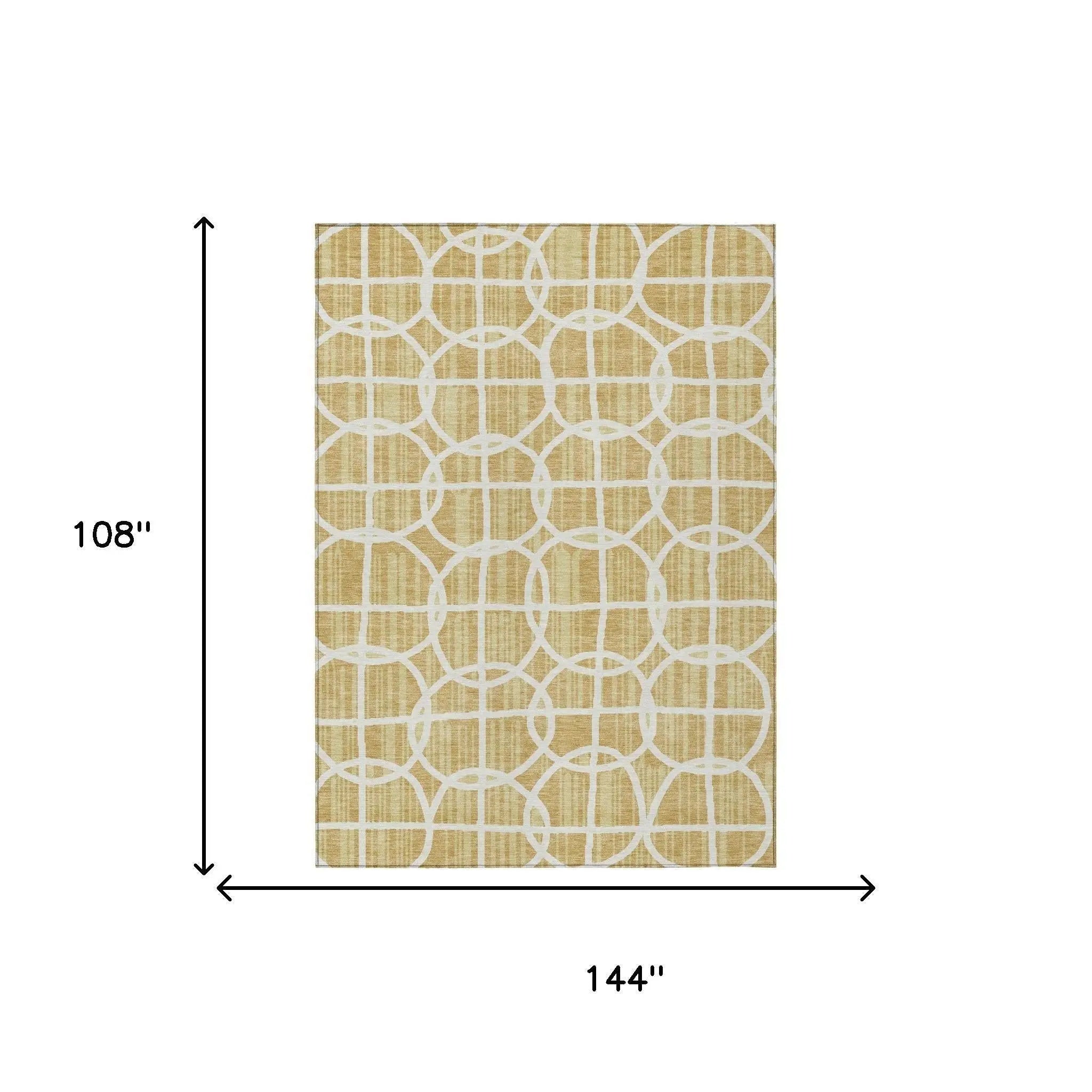 9' X 12' Gold And Wheat Geometric Washable Indoor Outdoor Area Rug Homeroots Outdoor