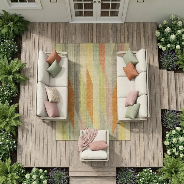 9' X 12' Gold And Wheat Striped Washable Indoor Outdoor Area Rug Homeroots Outdoor