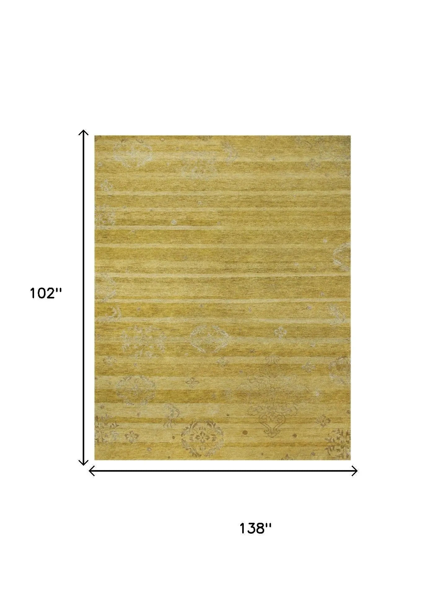 9' X 12' Gold And Yellow Striped Hand Knotted Area Rug Homeroots Home Decor
