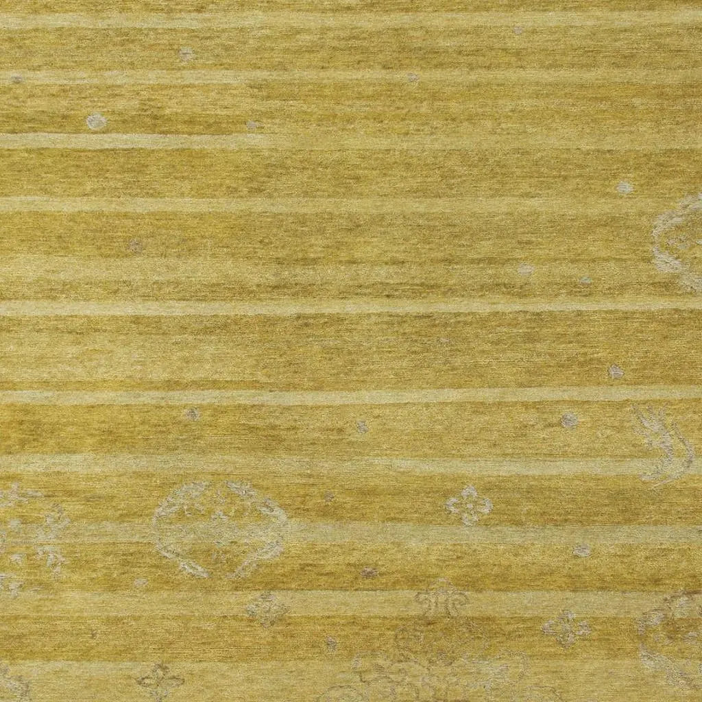 9' X 12' Gold And Yellow Striped Hand Knotted Area Rug Homeroots Home Decor