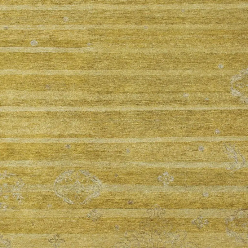 9' X 12' Gold And Yellow Striped Hand Knotted Area Rug Homeroots Home Decor