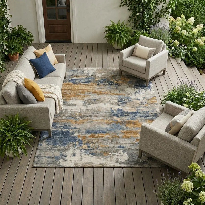 9' X 12' Granite Gray And Gray Abstract Washable Indoor Outdoor Area Rug Homeroots Outdoor
