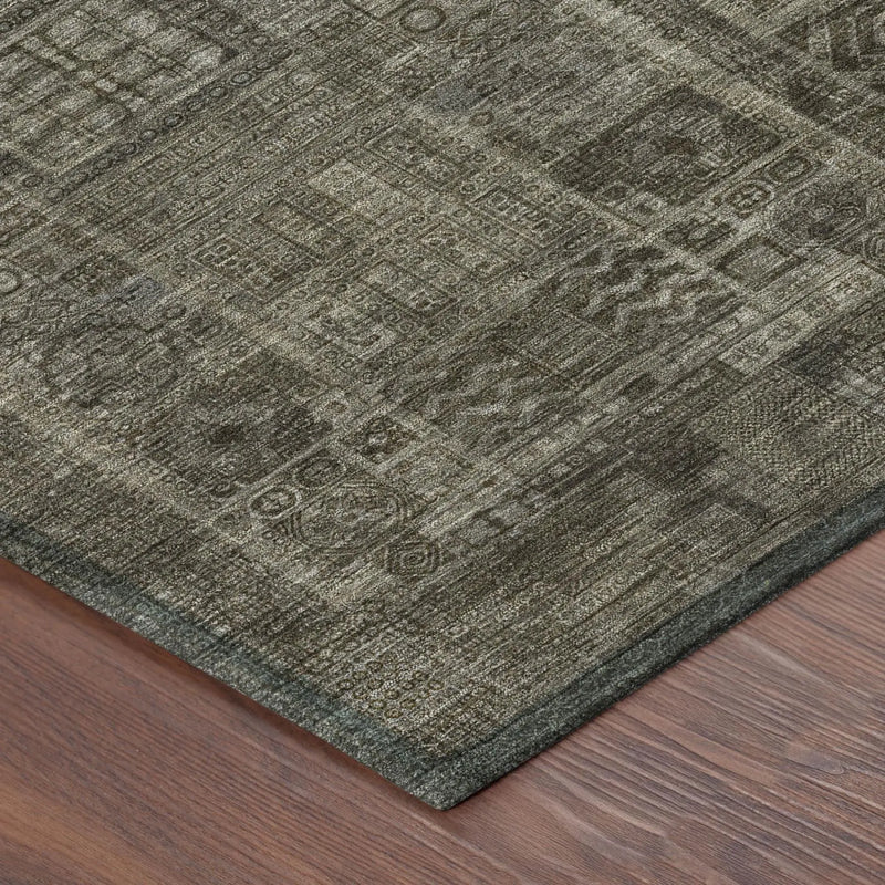 9' X 12' Granite Gray And Gray Oriental Washable Indoor Outdoor Area Rug Homeroots Outdoor