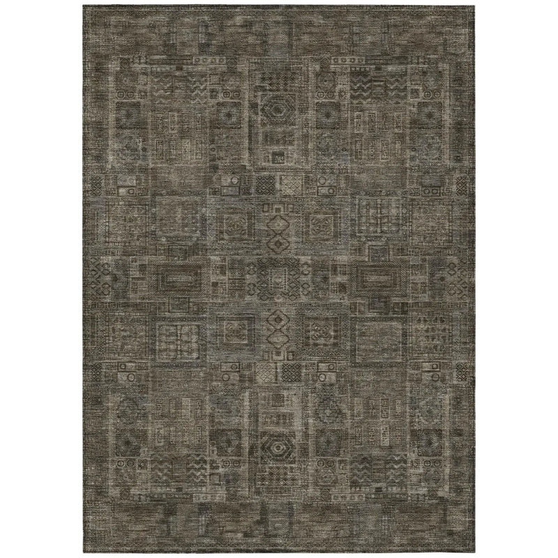 9' X 12' Granite Gray And Gray Oriental Washable Indoor Outdoor Area Rug Homeroots Outdoor