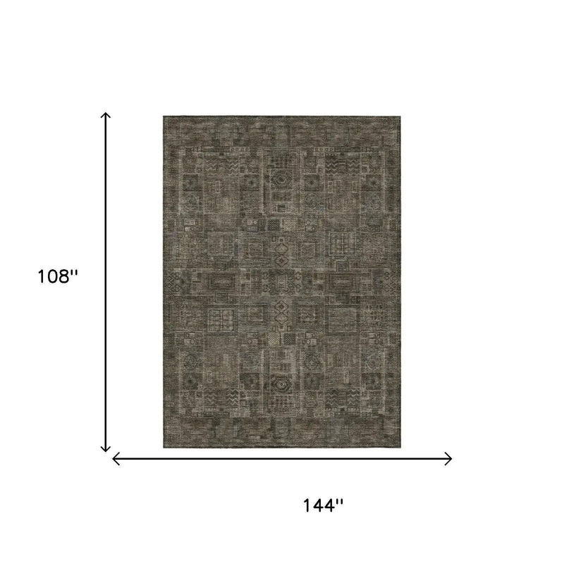 9' X 12' Granite Gray And Gray Oriental Washable Indoor Outdoor Area Rug Homeroots Outdoor