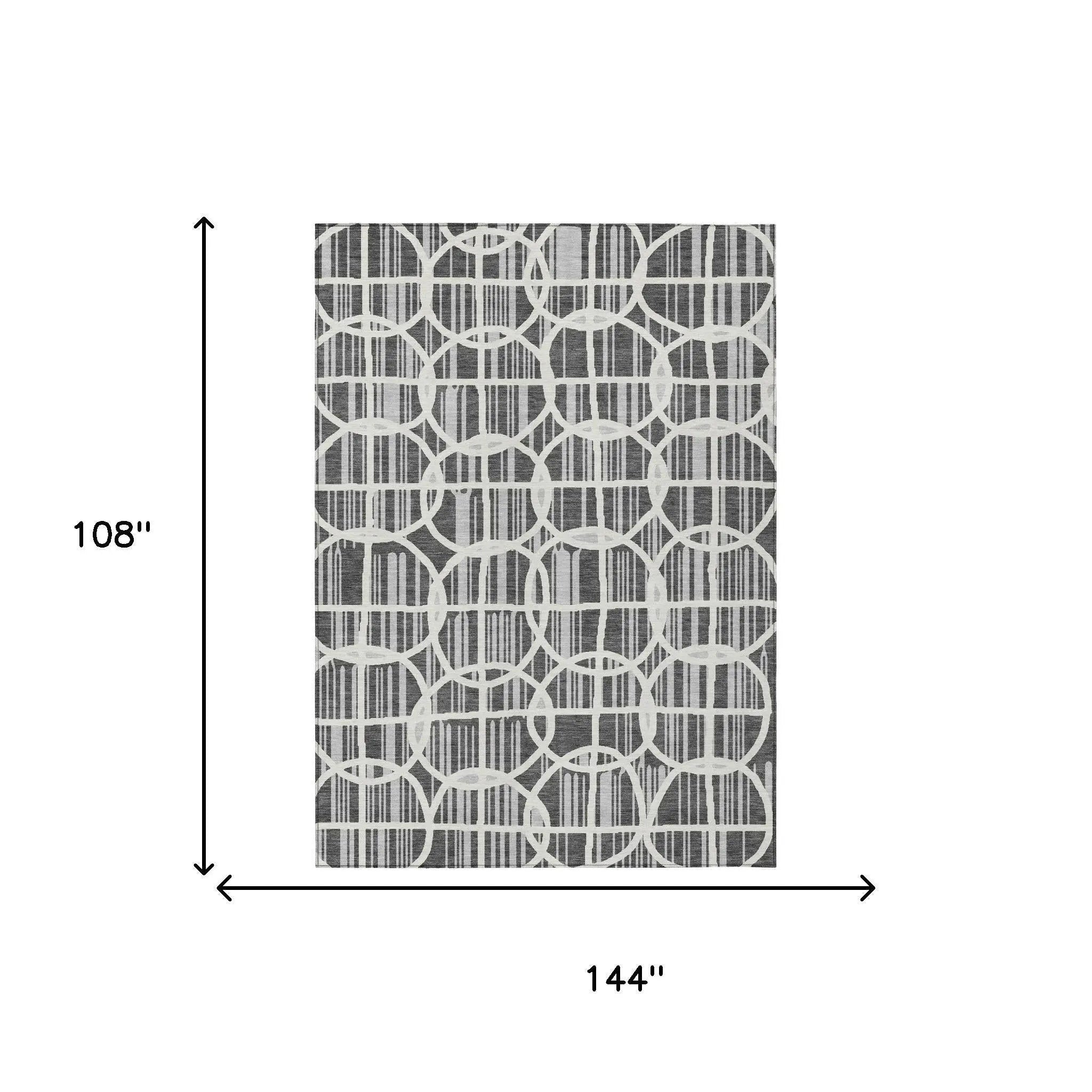 9' X 12' Graphite And Gray Geometric Washable Indoor Outdoor Area Rug Homeroots Outdoor