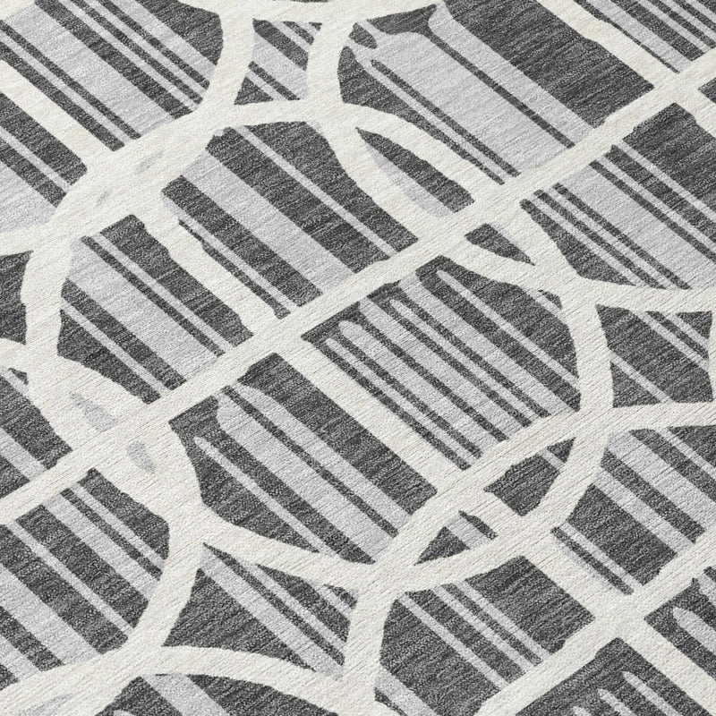 9' X 12' Graphite And Gray Geometric Washable Indoor Outdoor Area Rug Homeroots Outdoor
