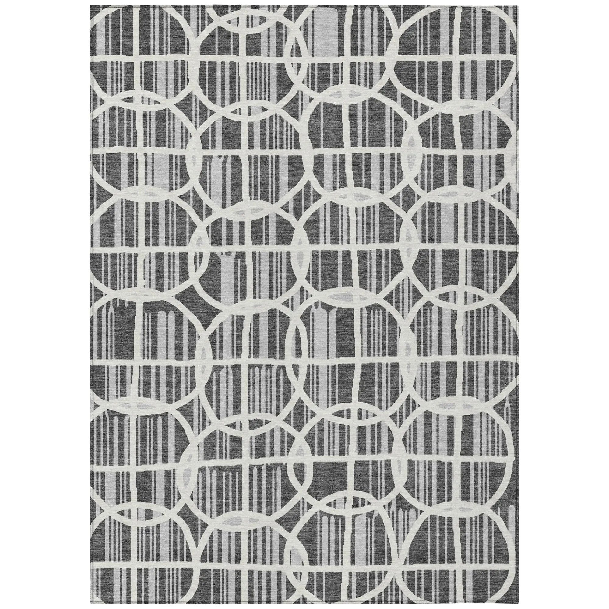 9' X 12' Graphite And Gray Geometric Washable Indoor Outdoor Area Rug Homeroots Outdoor
