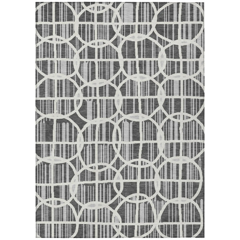 9' X 12' Graphite And Gray Geometric Washable Indoor Outdoor Area Rug Homeroots Outdoor