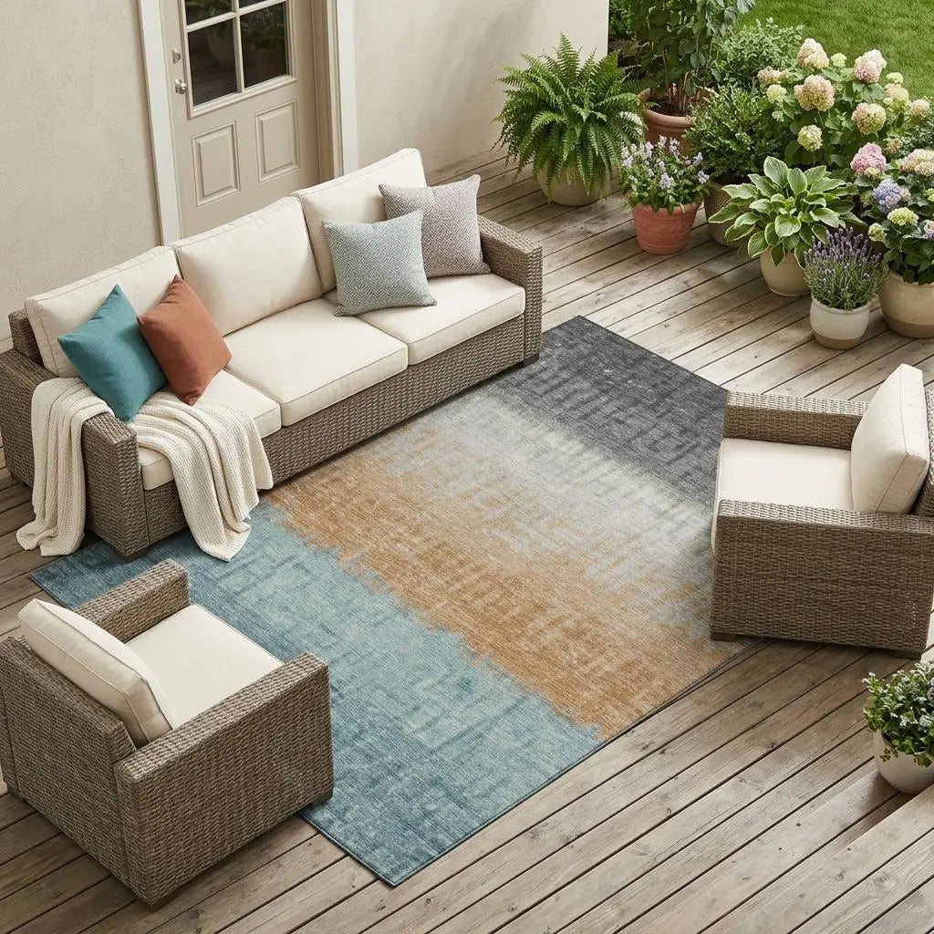 9' X 12' Graphite And Gray Striped Washable Indoor Outdoor Area Rug Homeroots Outdoor