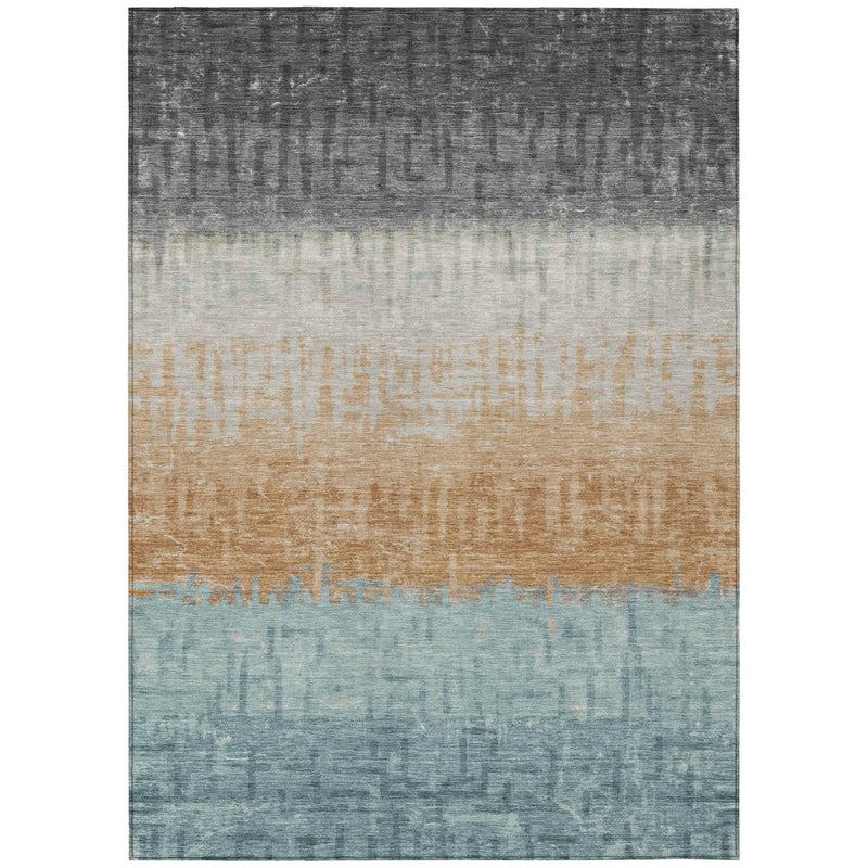 9' X 12' Graphite And Gray Striped Washable Indoor Outdoor Area Rug Homeroots Outdoor