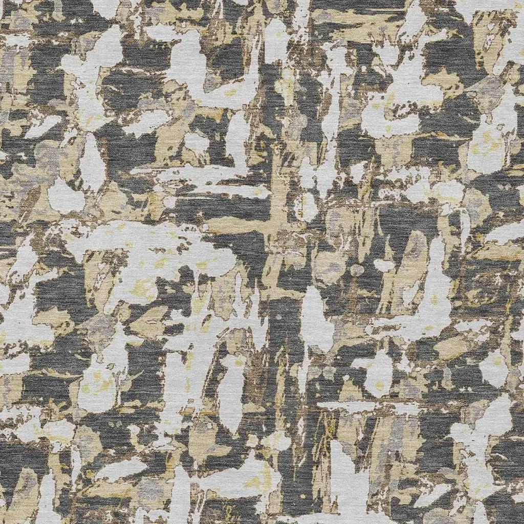 9' X 12' Graphite And Ivory Abstract Washable Indoor Outdoor Area Rug Homeroots Outdoor
