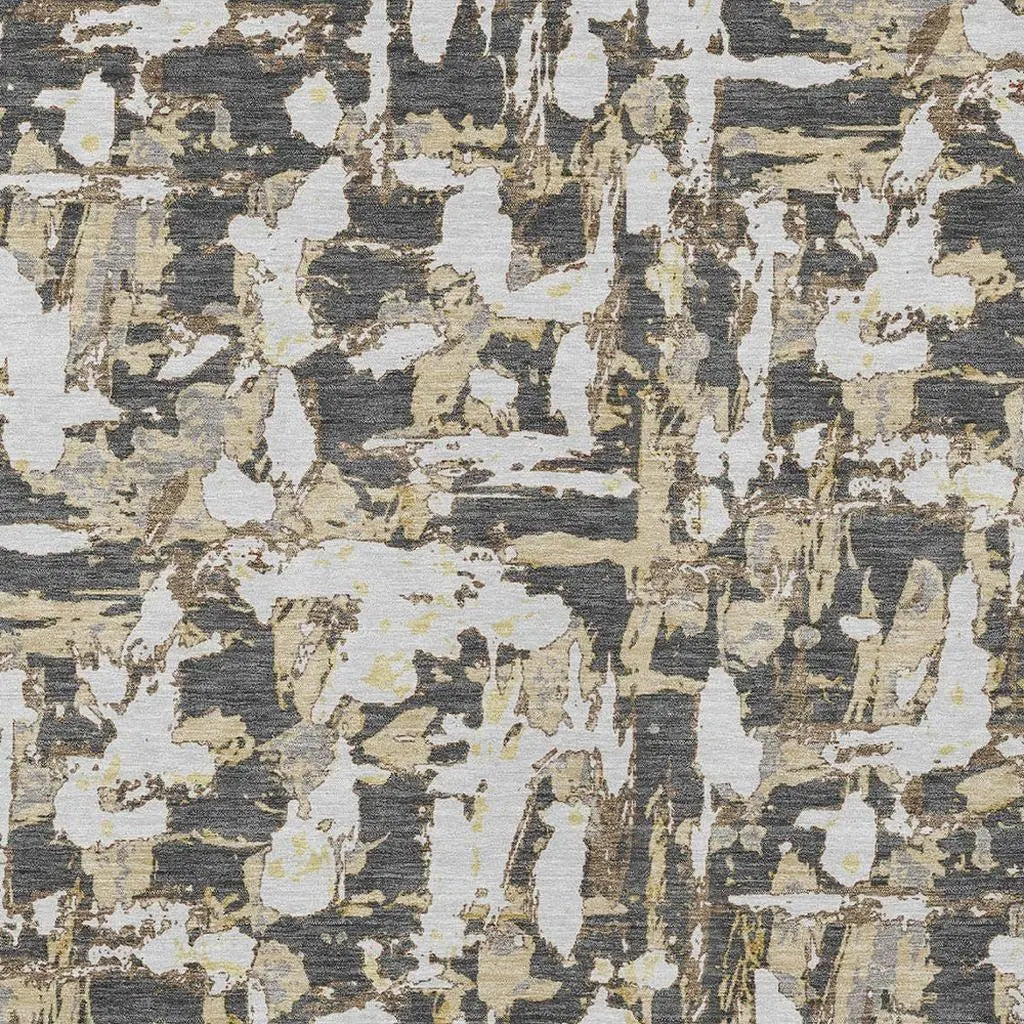 9' X 12' Graphite And Ivory Abstract Washable Indoor Outdoor Area Rug Homeroots Outdoor