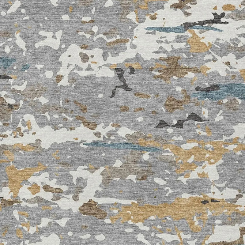 9' X 12' Gray And Beige Abstract Washable Indoor Outdoor Area Rug Homeroots Outdoor