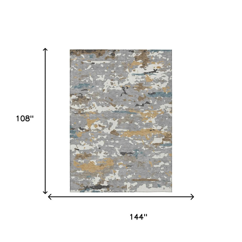 9' X 12' Gray And Beige Abstract Washable Indoor Outdoor Area Rug Homeroots Outdoor