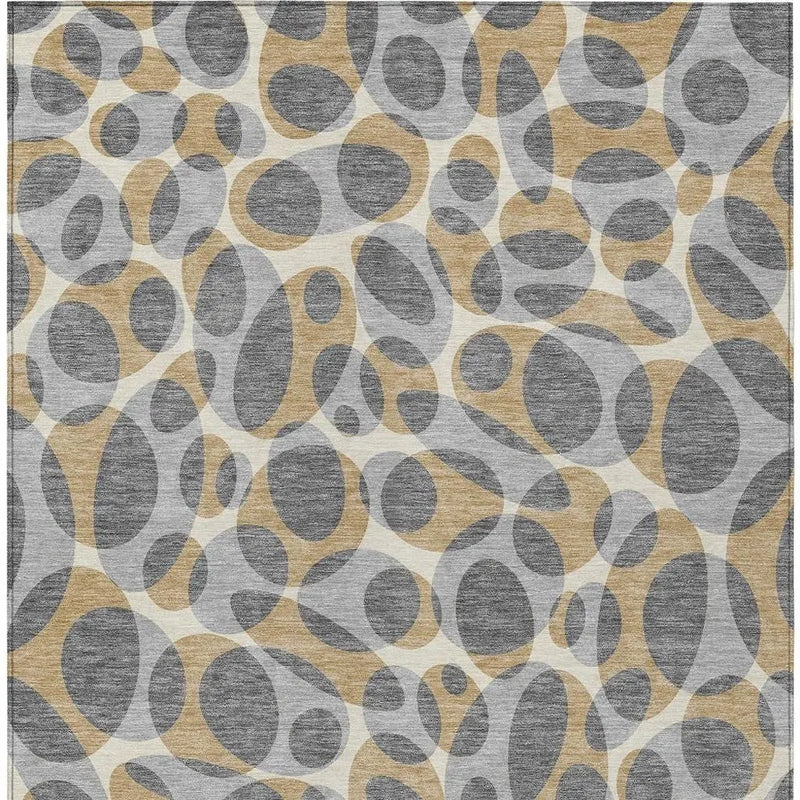 9' X 12' Gray And Beige Abstract Washable Indoor Outdoor Area Rug Homeroots Outdoor