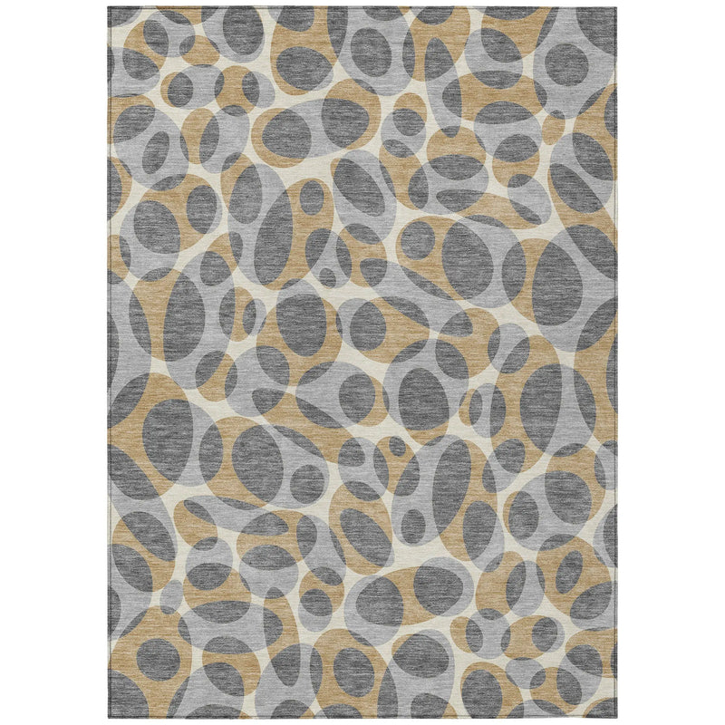 9' X 12' Gray And Beige Abstract Washable Indoor Outdoor Area Rug Homeroots Outdoor