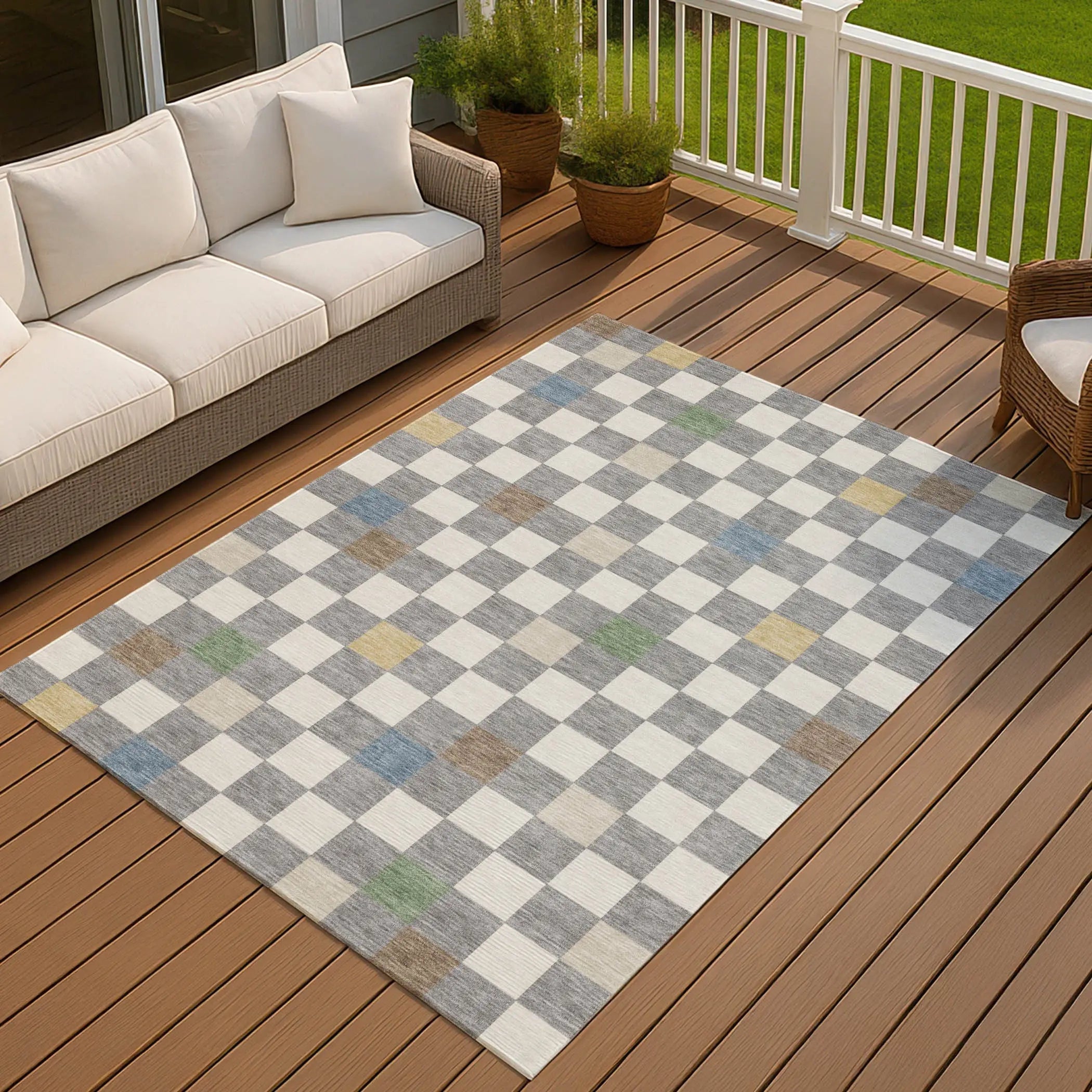 9' X 12' Gray And Beige Geometric Washable Indoor Outdoor Area Rug Homeroots Outdoor