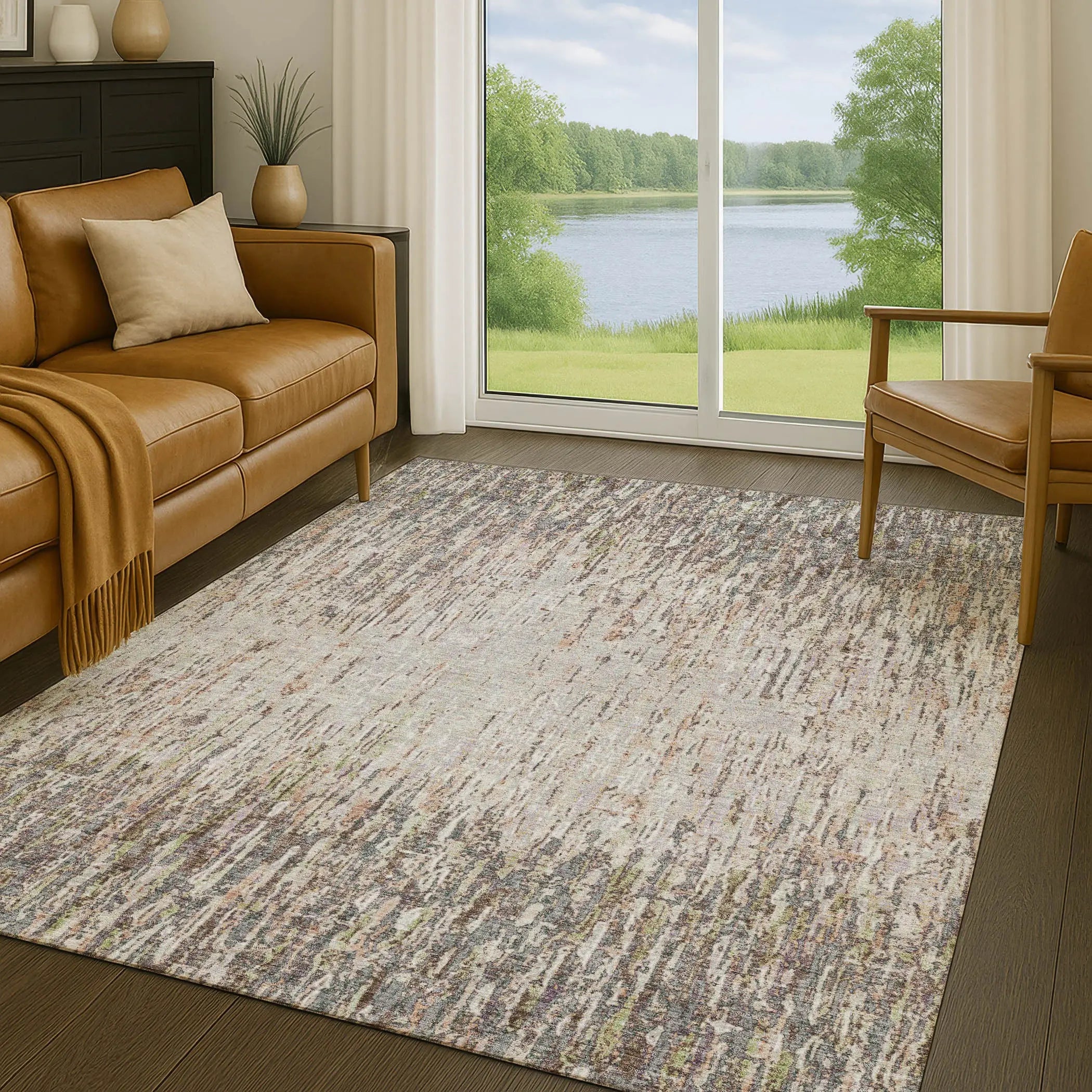 9' X 12' Gray And Beige Striped Washable Indoor Outdoor Area Rug Homeroots Outdoor