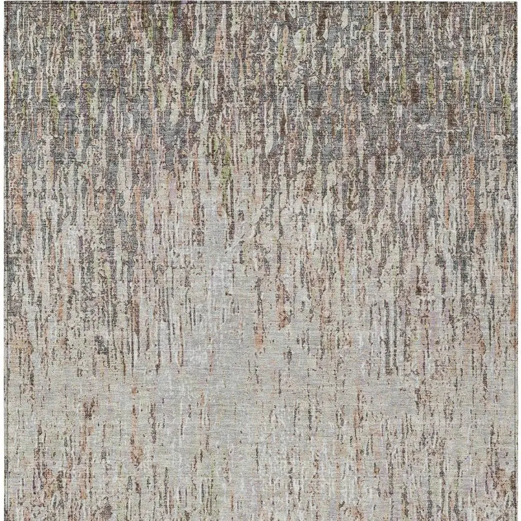 9' X 12' Gray And Beige Striped Washable Indoor Outdoor Area Rug Homeroots Outdoor