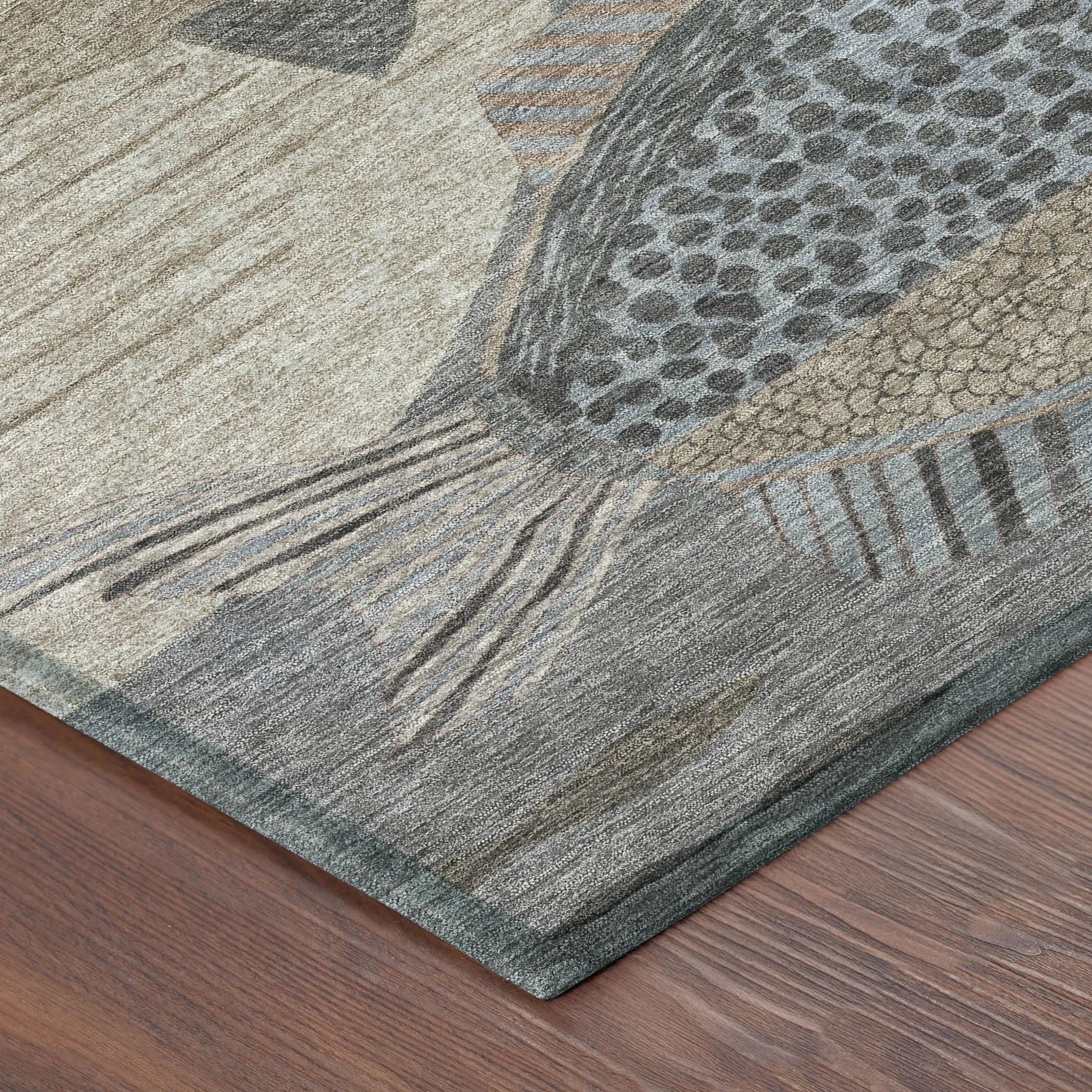 9' X 12' Gray And Beige Tropical Fish Washable Indoor Outdoor Area Rug Homeroots Outdoor