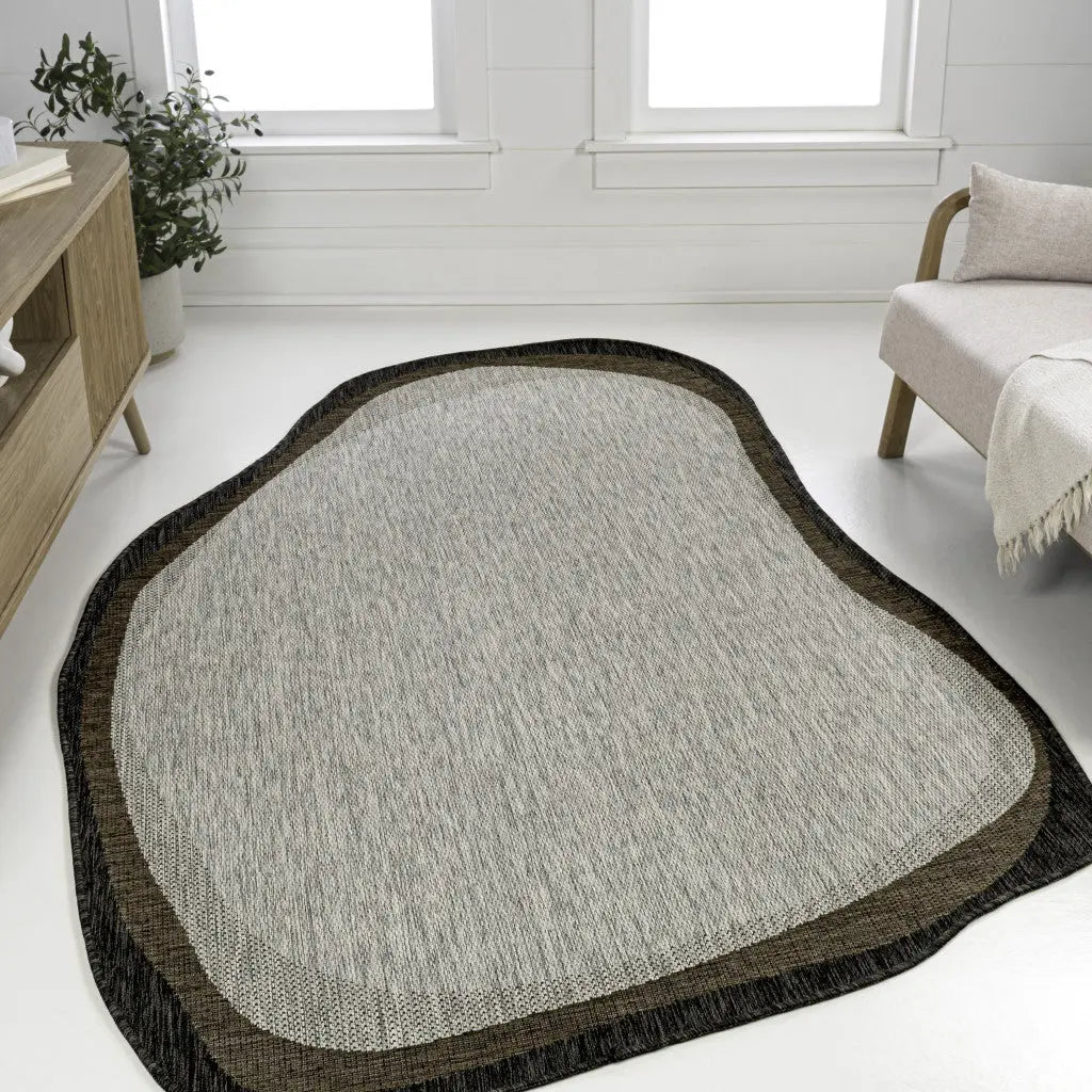 9' X 12' Gray And Black Abstract Indoor Outdoor Area Rug Homeroots Outdoor