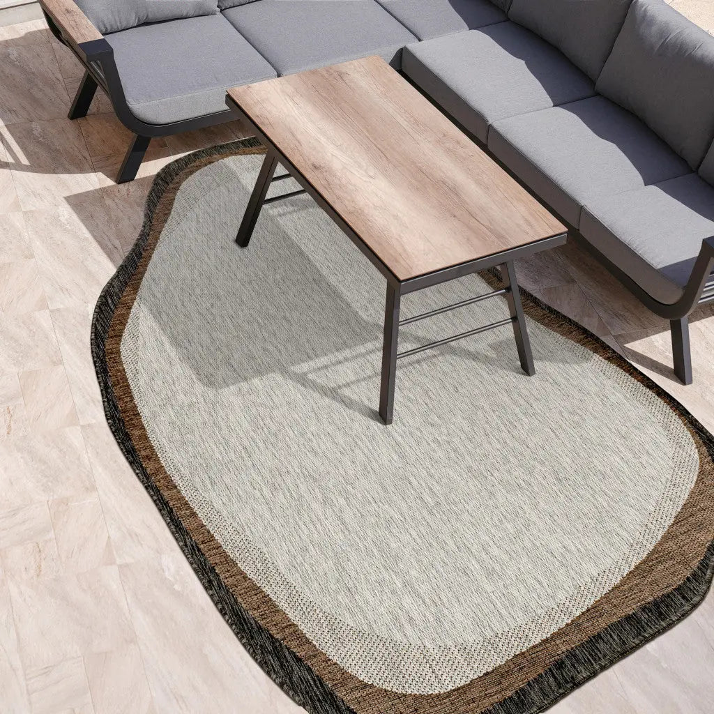 9' X 12' Gray And Black Abstract Indoor Outdoor Area Rug Homeroots Outdoor