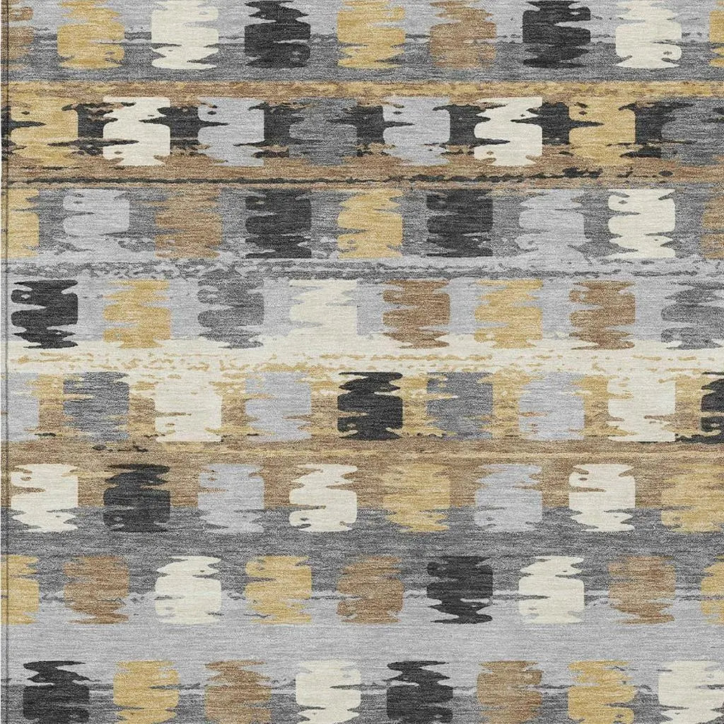 9' X 12' Gray And Brown Abstract Washable Indoor Outdoor Area Rug Homeroots Outdoor