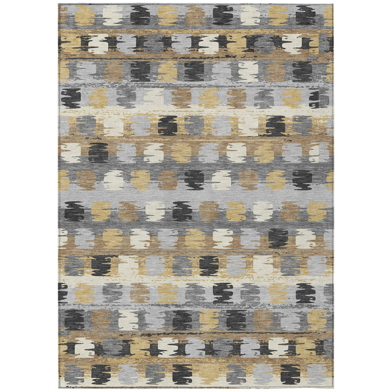 9' X 12' Gray And Brown Abstract Washable Indoor Outdoor Area Rug Homeroots Outdoor