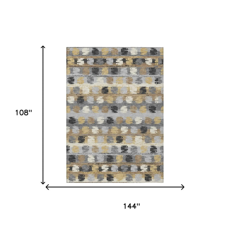 9' X 12' Gray And Brown Abstract Washable Indoor Outdoor Area Rug Homeroots Outdoor