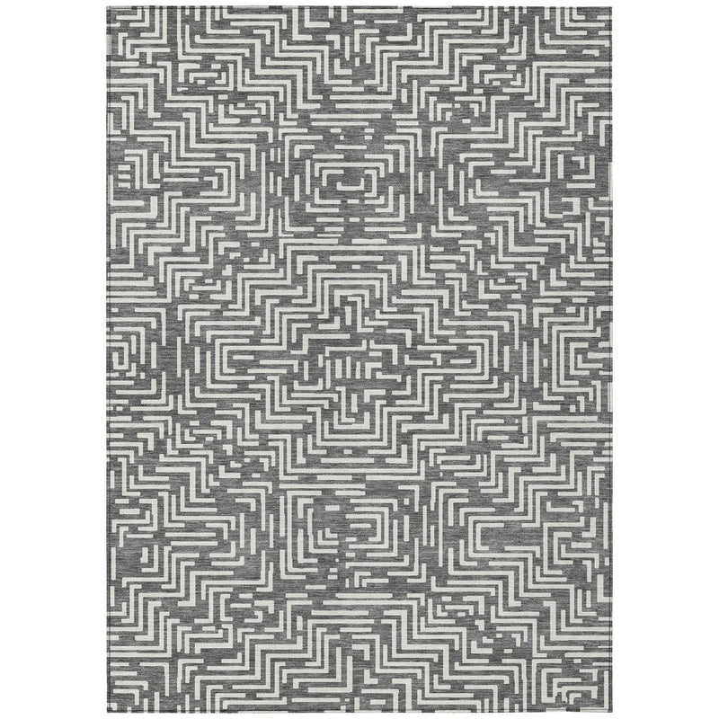 9' X 12' Gray And Brown Geometric Washable Indoor Outdoor Area Rug Homeroots Outdoor