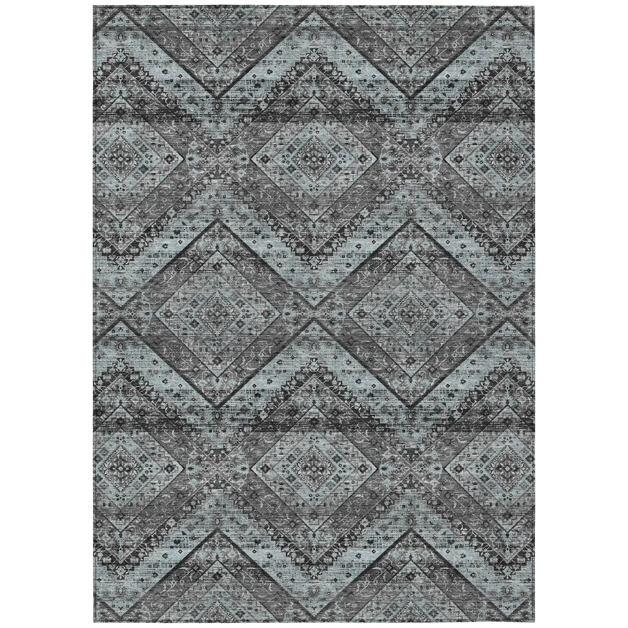 9' X 12' Gray And Brown Tribal Washable Indoor Outdoor Area Rug Homeroots Outdoor