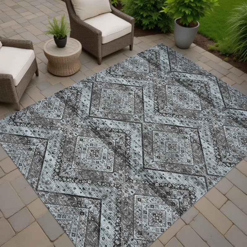 9' X 12' Gray And Brown Tribal Washable Indoor Outdoor Area Rug Homeroots Outdoor