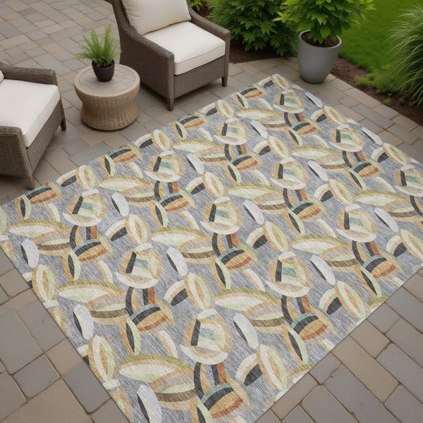 9' X 12' Gray And Charcoal Abstract Washable Indoor Outdoor Area Rug Homeroots Outdoor