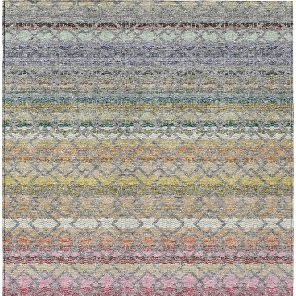 9' X 12' Gray And Chocolate Striped Washable Indoor Outdoor Area Rug Homeroots Outdoor