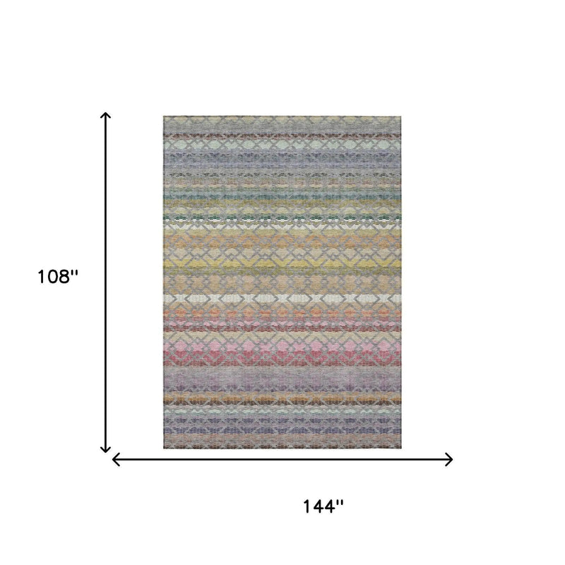 9' X 12' Gray And Chocolate Striped Washable Indoor Outdoor Area Rug Homeroots Outdoor