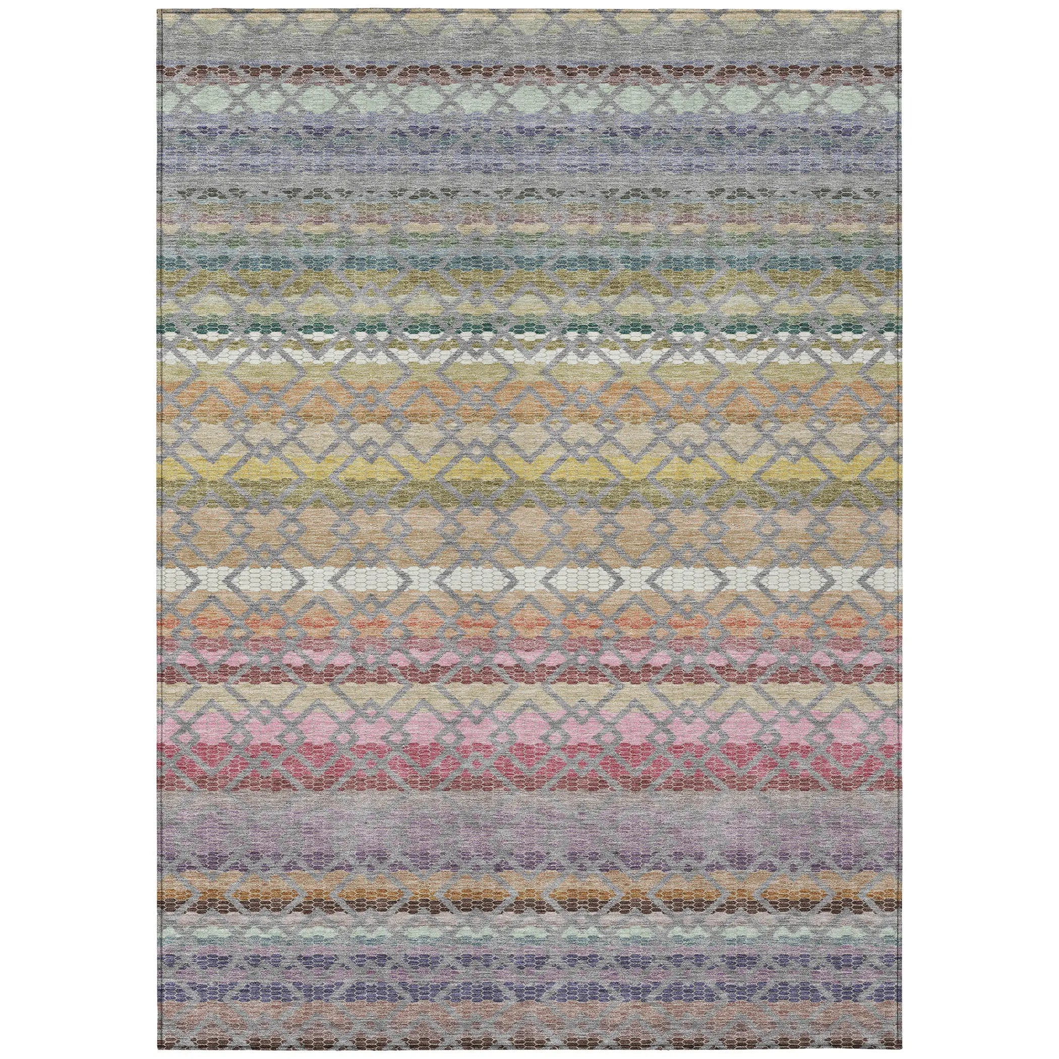 9' X 12' Gray And Chocolate Striped Washable Indoor Outdoor Area Rug Homeroots Outdoor