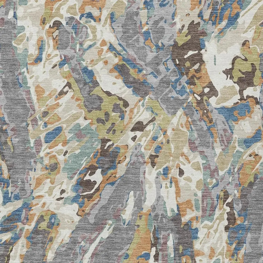 9' X 12' Gray And Copper Abstract Washable Indoor Outdoor Area Rug Homeroots Outdoor