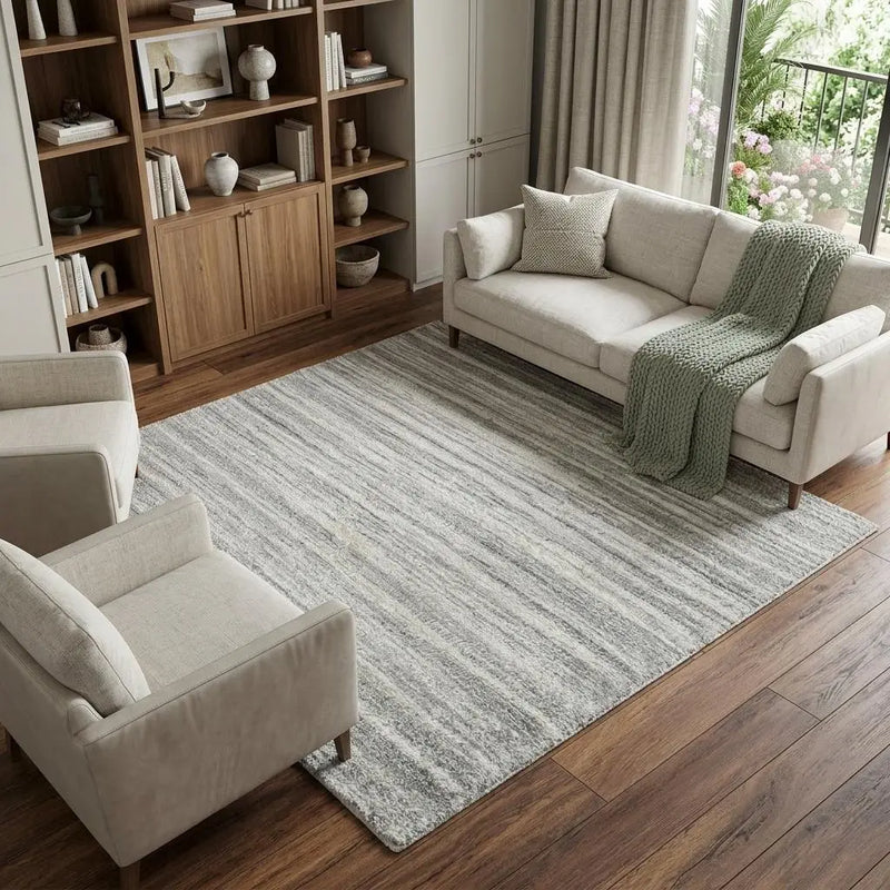 9' X 12' Gray And Dark Gray Striped Hand Tufted Area Rug Homeroots Home Decor