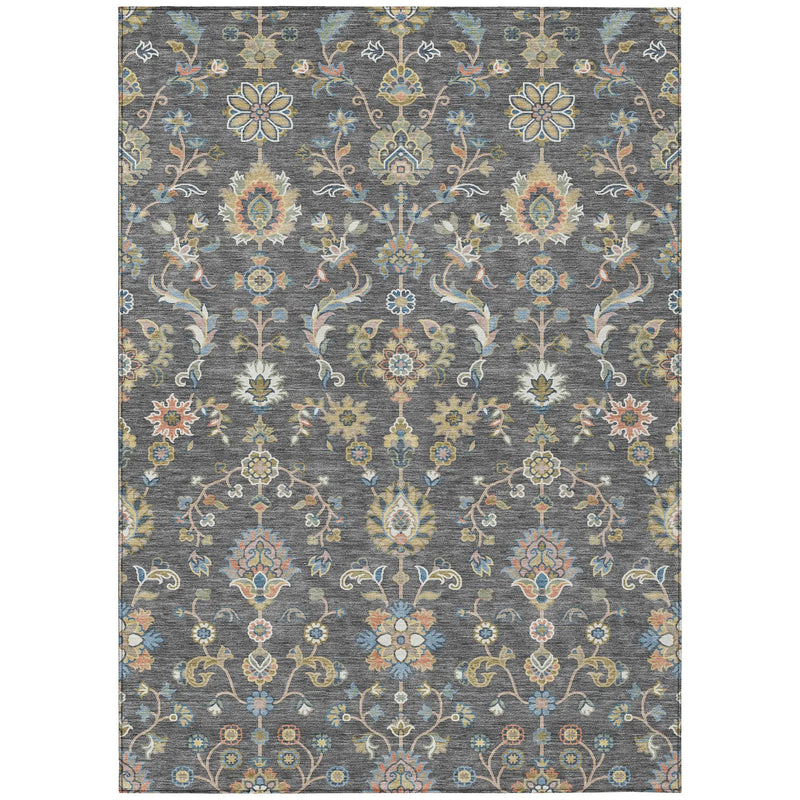 9' X 12' Gray And Denim Blue Abstract Washable Indoor Outdoor Area Rug Homeroots Outdoor