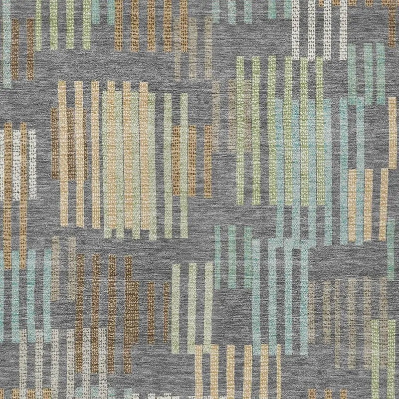 9' X 12' Gray And Fern Green Striped Washable Indoor Outdoor Area Rug Homeroots Outdoor