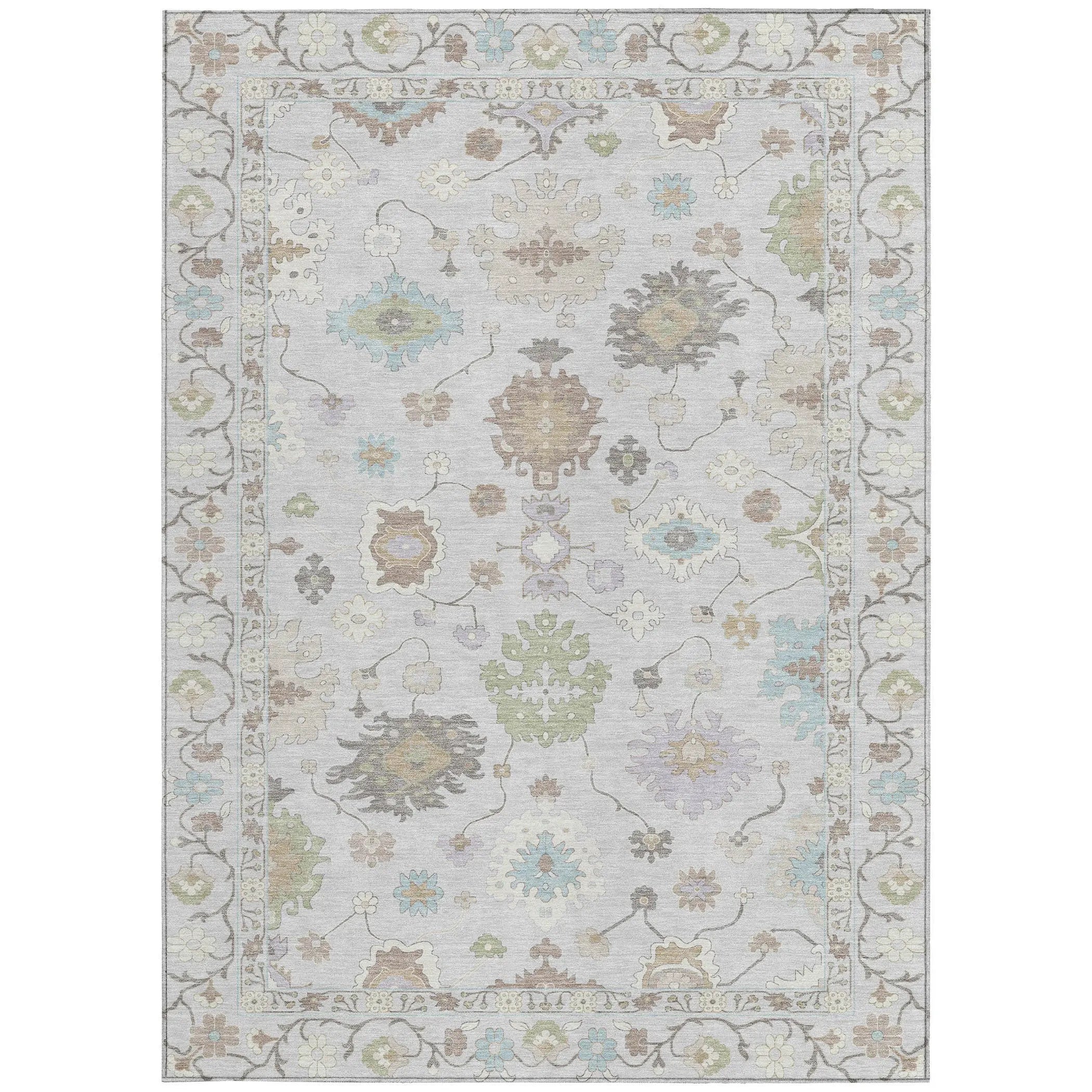 9' X 12' Gray And Gold Oriental Washable Indoor Outdoor Area Rug Homeroots Outdoor