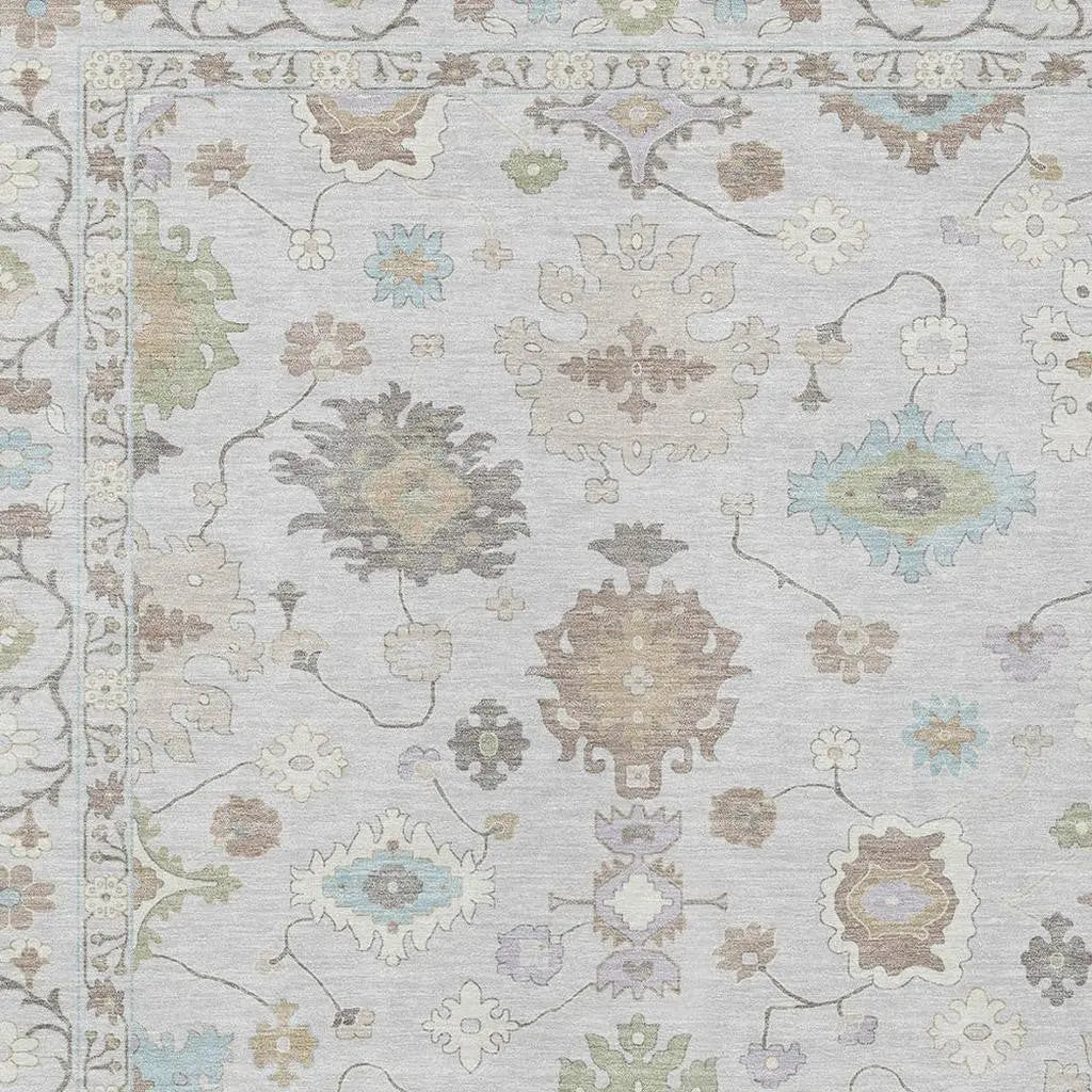 9' X 12' Gray And Gold Oriental Washable Indoor Outdoor Area Rug Homeroots Outdoor